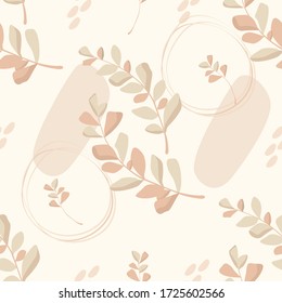 Vector pattern of abstract leaves in pastel colors.