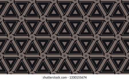 Vector pattern with abstract line in triangles style. Hipster background. For your idea, presentation, smart design. Brown chocolate color. Seamless.