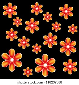 vector pattern with abstract mesh flowers
