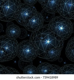 Vector pattern. Abstract polygonal balls.