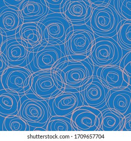 vector pattern abstract round curl strokes  lines on  blue background