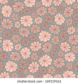 Vector pattern with abstract shape. Pink flowers.