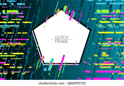 
Vector pattern with abstract shapes, rectangles and stripes. Pentagonal
 frame background for screensavers and hipsters. A pattern for creating glitch videos. Template for design of trendy modern fab