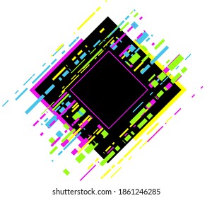 Vector pattern with abstract shapes, rectangles and stripes. Background for screensavers and hipsters. A pattern for creating glitch videos. Template for design of trendy modern fabrics. Red green blu