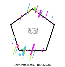 
Vector pattern with abstract shapes, rectangles and stripes. Pentagonal frame background for screensavers and hipsters. A pattern for creating glitch videos. Template for design of trendy modern fab