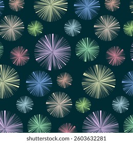Vector pattern with abstract shapes.Multicolored abstract shapes on a blue background in a vector pattern.