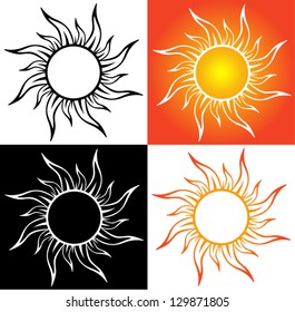 Vector pattern, abstract sun, fire. Tattoo.