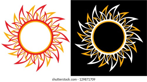 Vector pattern, abstract sun, flower. Tattoo.