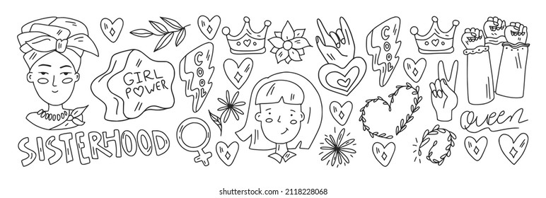 Vector pattern with afro american woman, asian girls.