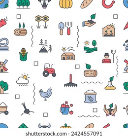Vector Pattern with Agriculture, Seamless Background.