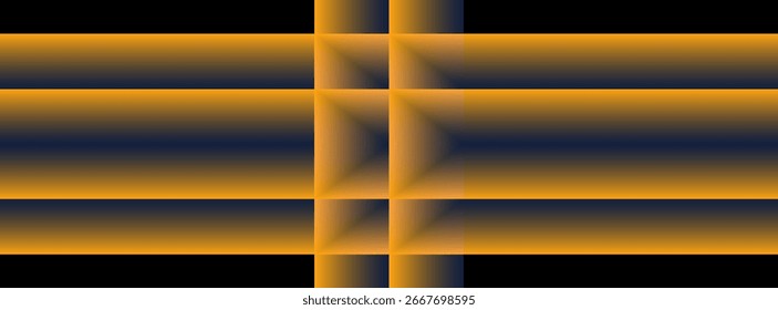 Padrão vetorial de barras horizontais alternadas com um gradiente azul escuro a laranja brilhante, intersetado por colunas verticais com um efeito de gradiente dobrado ou curvo no mesmo esquema de cores