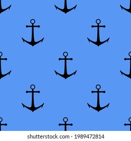vector pattern anchor. seamless blue print anchor for print or clothing. nautical theme