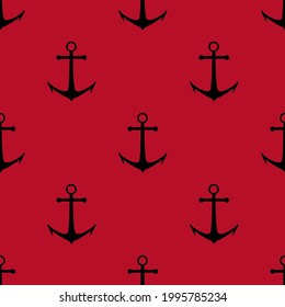 vector pattern anchor. seamless red print anchor for print or clothing. nautical theme