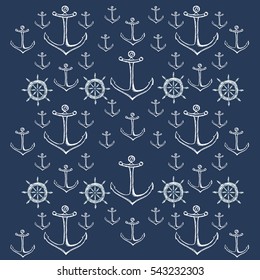 Vector pattern with anchors. Hand-drawn vector illustration