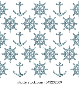 Vector pattern with anchors. Hand-drawn vector illustration