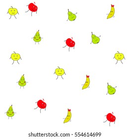 vector pattern with apple,banana,pear