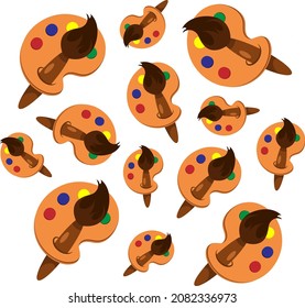 vector pattern art palette and brush