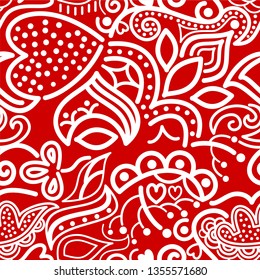 vector pattern of asymmetrical and floral ornament with stylized plants and dots. great for packaging design, textile, detail of invitation card and other prints