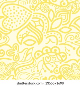 vector pattern of asymmetrical and floral ornament with stylized plants and dots. great for packaging design, textile, detail of invitation card and other prints