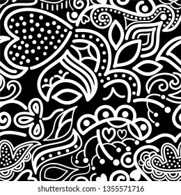 vector pattern of asymmetrical and floral ornament with stylized plants and dots. great for packaging design, textile, detail of invitation card and other prints