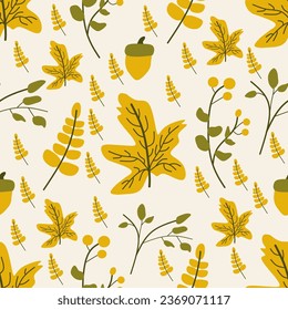 vector pattern autumn background color. seamless leaf autumn flat color