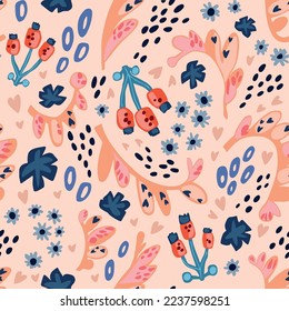 Vector pattern with autumn botanicals