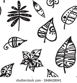 
Vector pattern autumn leaf fall in the city.