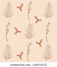 Vector pattern with autumn leafes, floral background, autmn fall.