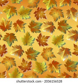 Vector pattern from autumn leaves.Bright autumn leaves on a colored background in a seamless vector pattern.