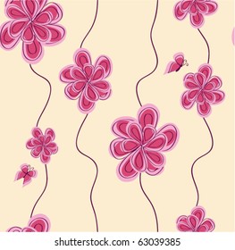 vector pattern background with abstract pink flower