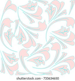 Vector pattern background branches with orange leaves on white background.