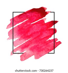 Vector pattern background with brush strokes in watercolor, enclosed in square. Original grunge art paint template for headline, logo and banner.