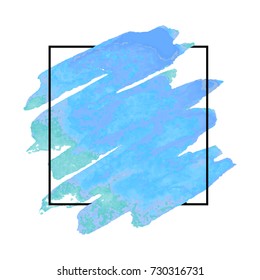 Vector pattern background with brush strokes in watercolor, enclosed in square. Original grunge art paint template for headline, logo and banner.