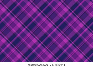 Vector pattern background of fabric texture check with a plaid textile seamless tartan in violet and purple colors.