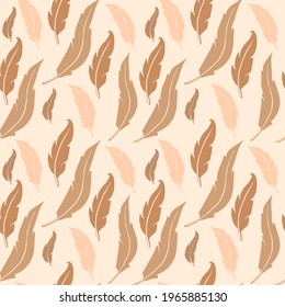 Vector pattern background with feathers. The palette and the backgrounds are soft and the layouts are simplified. The backdrop for greeting cards, posters, banners, and placards.