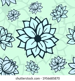 Vector pattern background with flowers. The palette and the backgrounds are soft and the layouts are simplified. The backdrop for greeting cards, posters, banners, and placards.