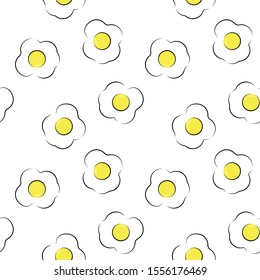 vector pattern, background with fried eggs, transparent background