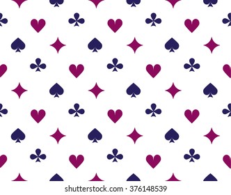 vector pattern, vector background, gambling playing card signs motif. seamless pattern of cards symbol