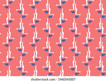 Vector pattern background,. Hand drawn seamless geometric pattern red, blue and white colors.