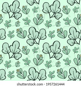 Vector pattern background with leaves. The palette and the backgrounds are soft and the layouts are simplified. The backdrop for greeting cards, posters, banners, and placards.