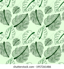 Vector pattern background with leaves. The palette and the backgrounds are soft and the layouts are simplified. The backdrop for greeting cards, posters, banners, and placards.