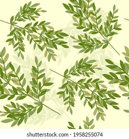 Vector pattern background with leaves. The palette and the backgrounds are soft and the layouts are simplified. The backdrop for greeting cards, posters, banners, and placards.