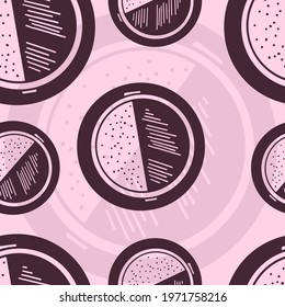 Vector pattern background with makeup theme. The palette and the backgrounds are soft and the layouts are simplified.