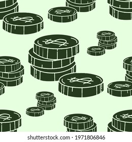 Vector pattern background with money. The palette and the backgrounds are soft and the layouts are simplified.