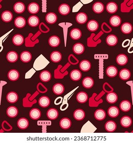 Vector pattern background motif icon tools flat color.seamless wallpaper