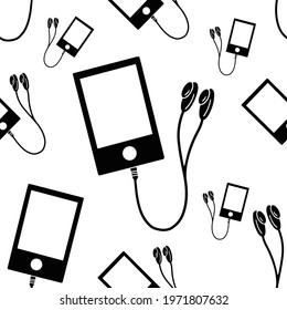 Vector pattern background with music theme. The palette and the backgrounds are soft and the layouts are simplified.