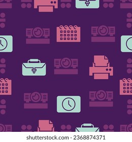 Vector pattern background office icons flat color.seamless motif icon office 