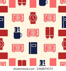 Vector pattern background office icons flat color.seamless motif icon office 