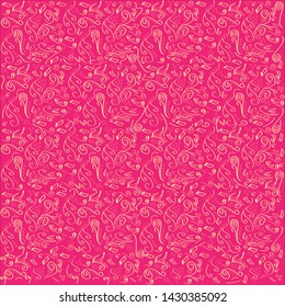 vector pattern background with plant pattern in pink