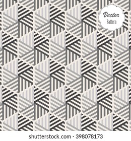 Vector pattern background, repeating stripe triangle in different shade on hexagon shape